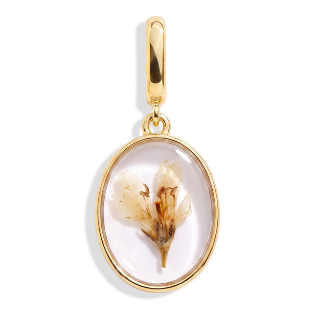 January Snowdrop Pressed Birth Flower Charm - Gold