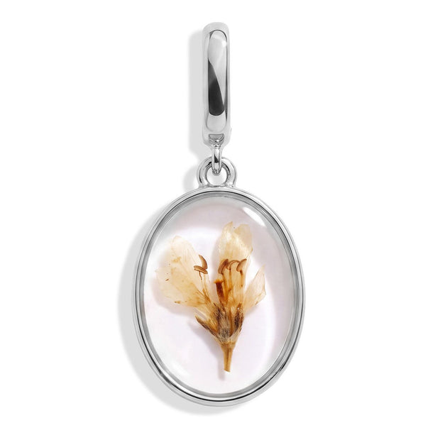 January Snowdrop Pressed Birth Flower Charm - Silver