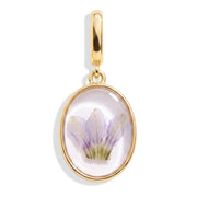 July Larkspur Pressed Birth Flower Charm - Gold