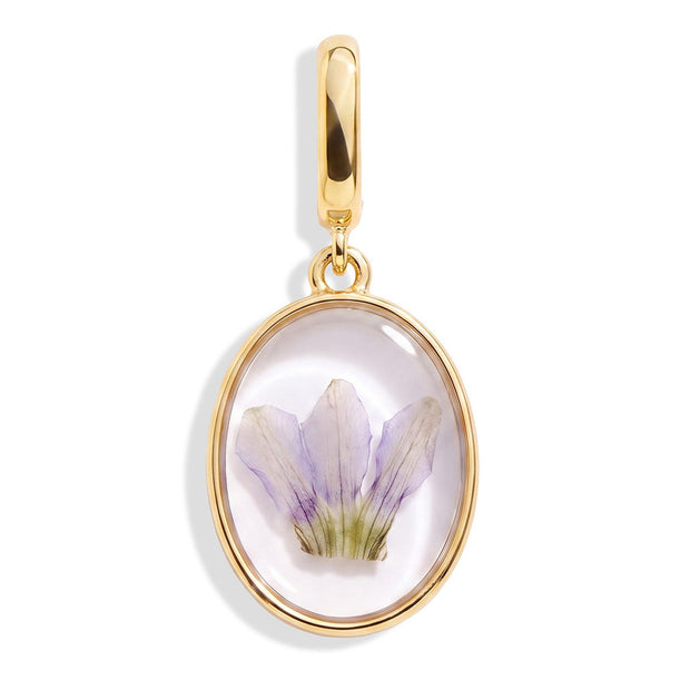 July Larkspur Pressed Birth Flower Charm - Gold