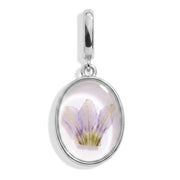 July Larkspur Pressed Birth Flower Charm - Silver