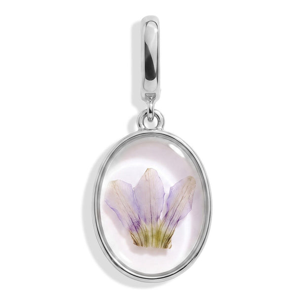July Larkspur Pressed Birth Flower Charm - Silver