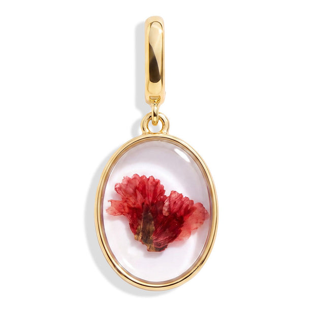 June Rose Pressed Birth Flower Charm - Gold