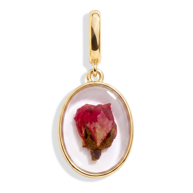 June Rose Pressed Birth Flower Charm - Gold