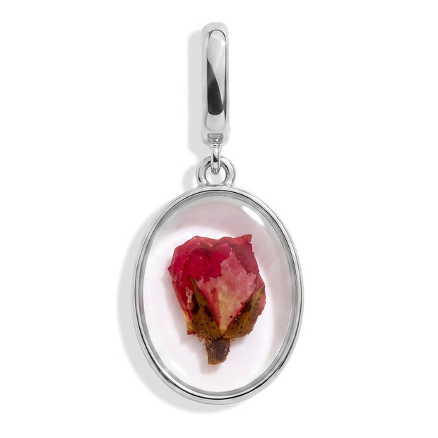 June Rose Pressed Birth Flower Charm - Silver