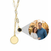 Engravable Circle Photo Lariat Necklace