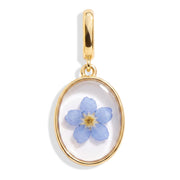March Forget-Me-Not Pressed Birth Flower Charm - Gold