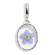 March Forget-Me-Not Pressed Birth Flower Charm - Silver