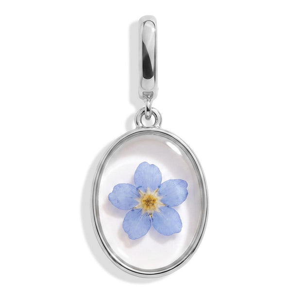 March Forget-Me-Not Pressed Birth Flower Charm - Silver