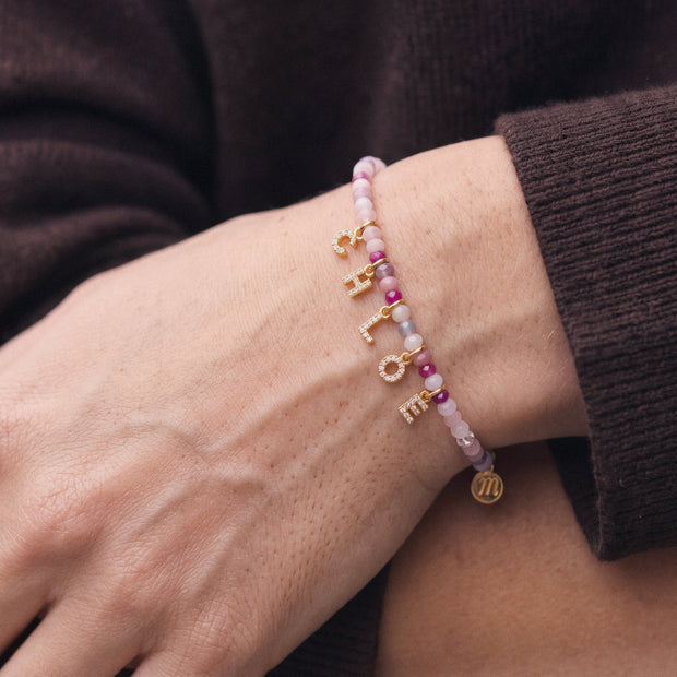 Mini Semi-Precious Personalized Name Bracelet, worn
