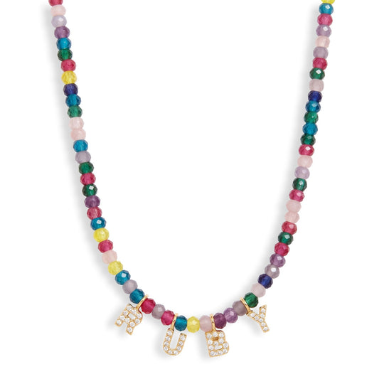 Mini Semi-Precious Personalized Name Necklace