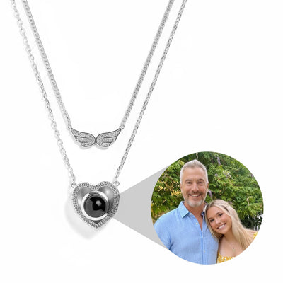 Personalized Angel Wing Layered Necklace