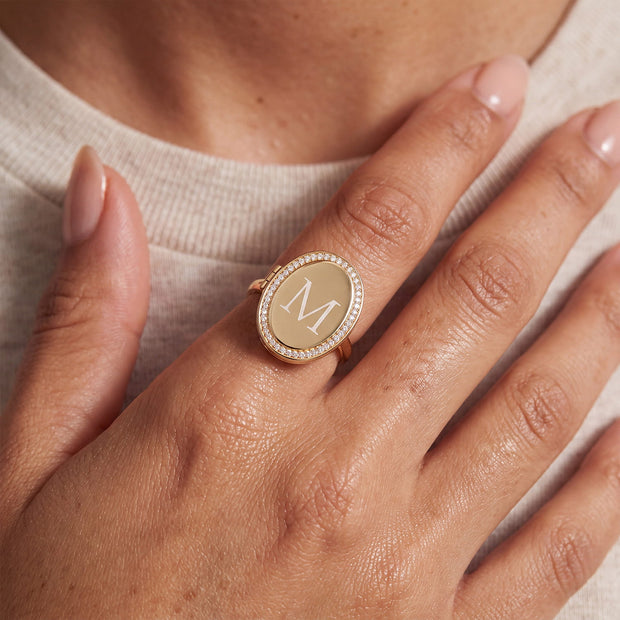 Personalized Oval Locket Ring — image 4 of 6