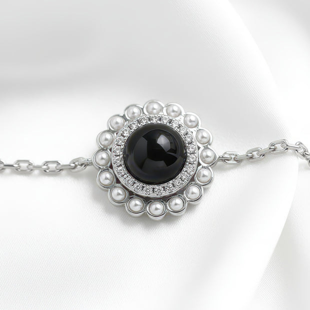 Personalized Pearl Glitz Circle Photo Bracelet