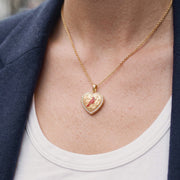 Personalized Cardinal Locket Necklace, worn
