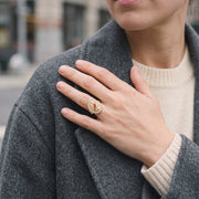 Personalized Cardinal Locket Ring, worn