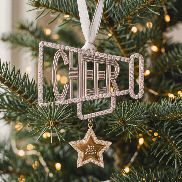 Personalized Cheer Ornament, worn