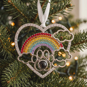 Personalized Rainbow Photo Bridge Ornament, worn