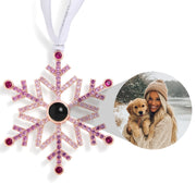 Personalized Pink Ombré Snowflake Photo Ornament