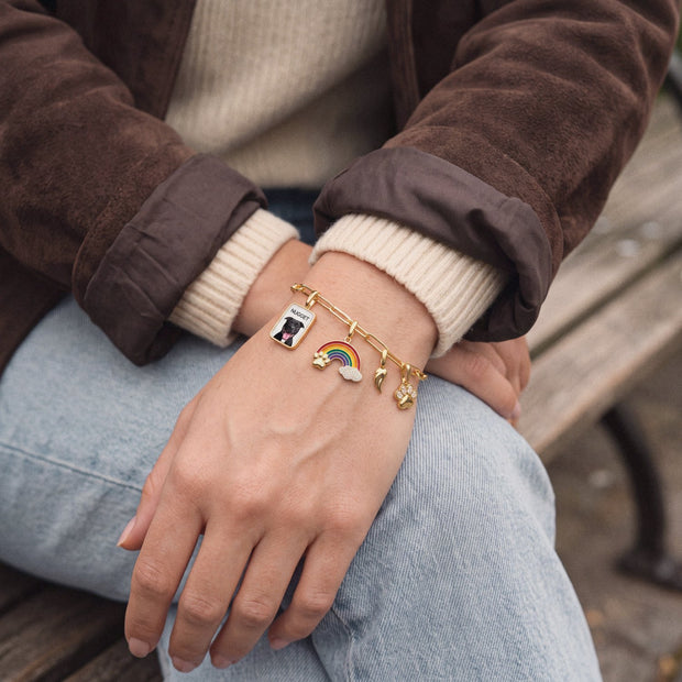 Rainbow Bridge Charm, worn