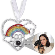 Personalized Rainbow Photo Bridge Ornament, shown with a sample photo