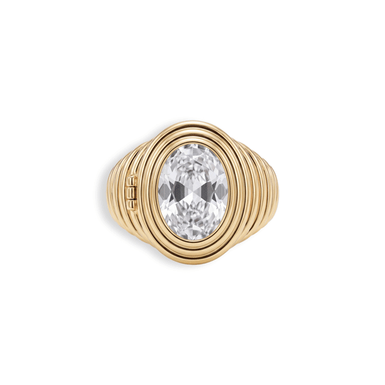 Ribbed Birthstone Locket Ring