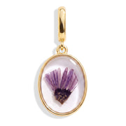 September Aster Pressed Birth Flower Charm - Gold