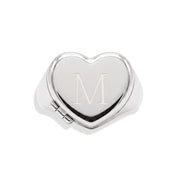 Personalized Heart Signet Locket Ring