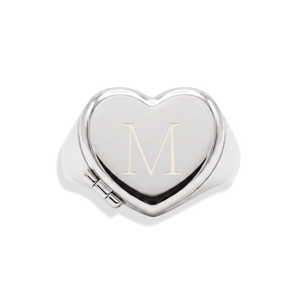 Personalized Heart Signet Locket Ring