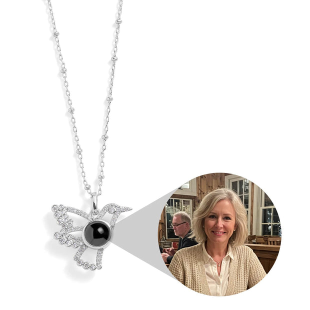 Personalized Pavé Bird Photo Necklace