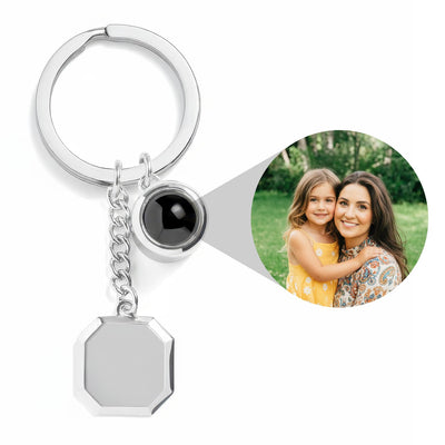 Engravable Circle Photo Square Keychain
