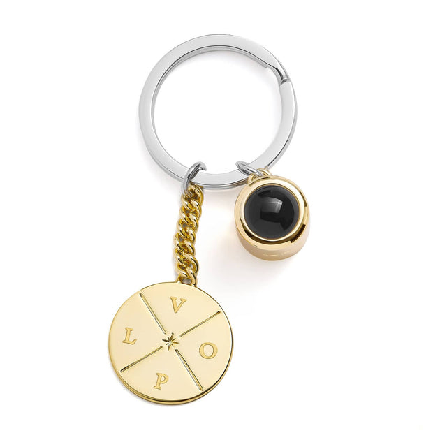 Engravable Circle Photo Keychain