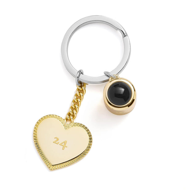 Engravable Heart Photo Keychain