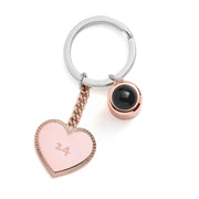 Engravable Heart Photo Keychain