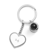 Engravable Heart Photo Keychain