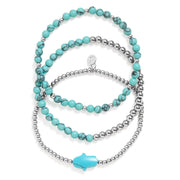 Turquoise Hamsa Stretch Bracelet Set