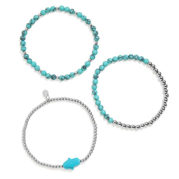 Turquoise Hamsa Stretch Bracelet Set