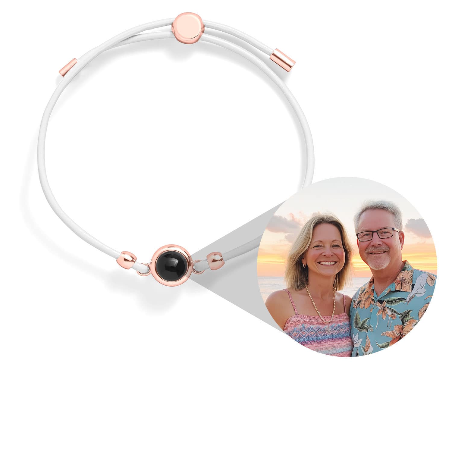Personalized Photo Bracelet For Men – Custom Picture Inside Blue Howlite Stone, Adjustable Paracord, Gift Box Included - View #9