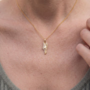Winged Running Shoe Necklace, worn