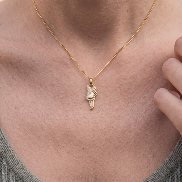 Winged Running Shoe Necklace, worn