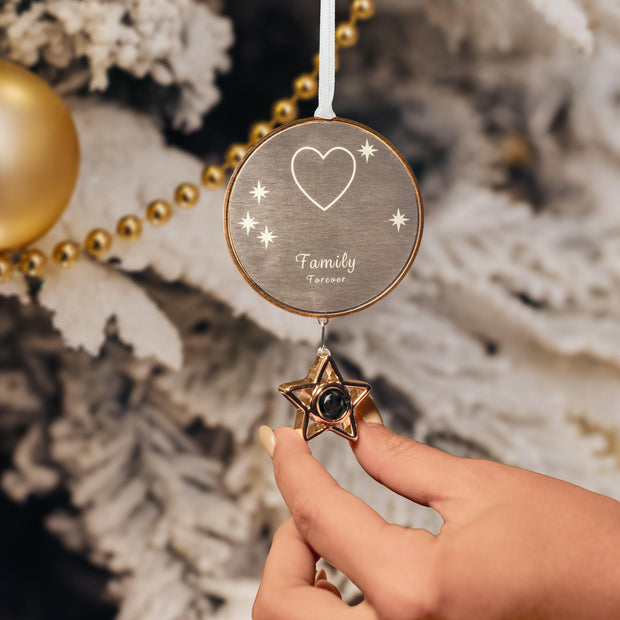 Personalized Circle and Star Photo Ornament