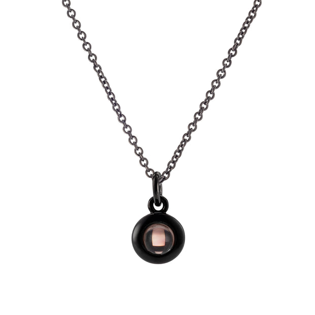 Customized Circle Monogram Round Enamel Photo Locket Necklace Mint Pink  White Black