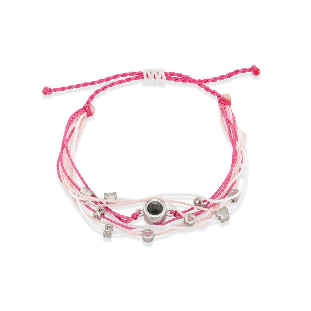 Personalized Photo Bracelet With Breast Cancer Charms