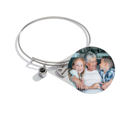Personalized Photo Bangle With Grandma Charm