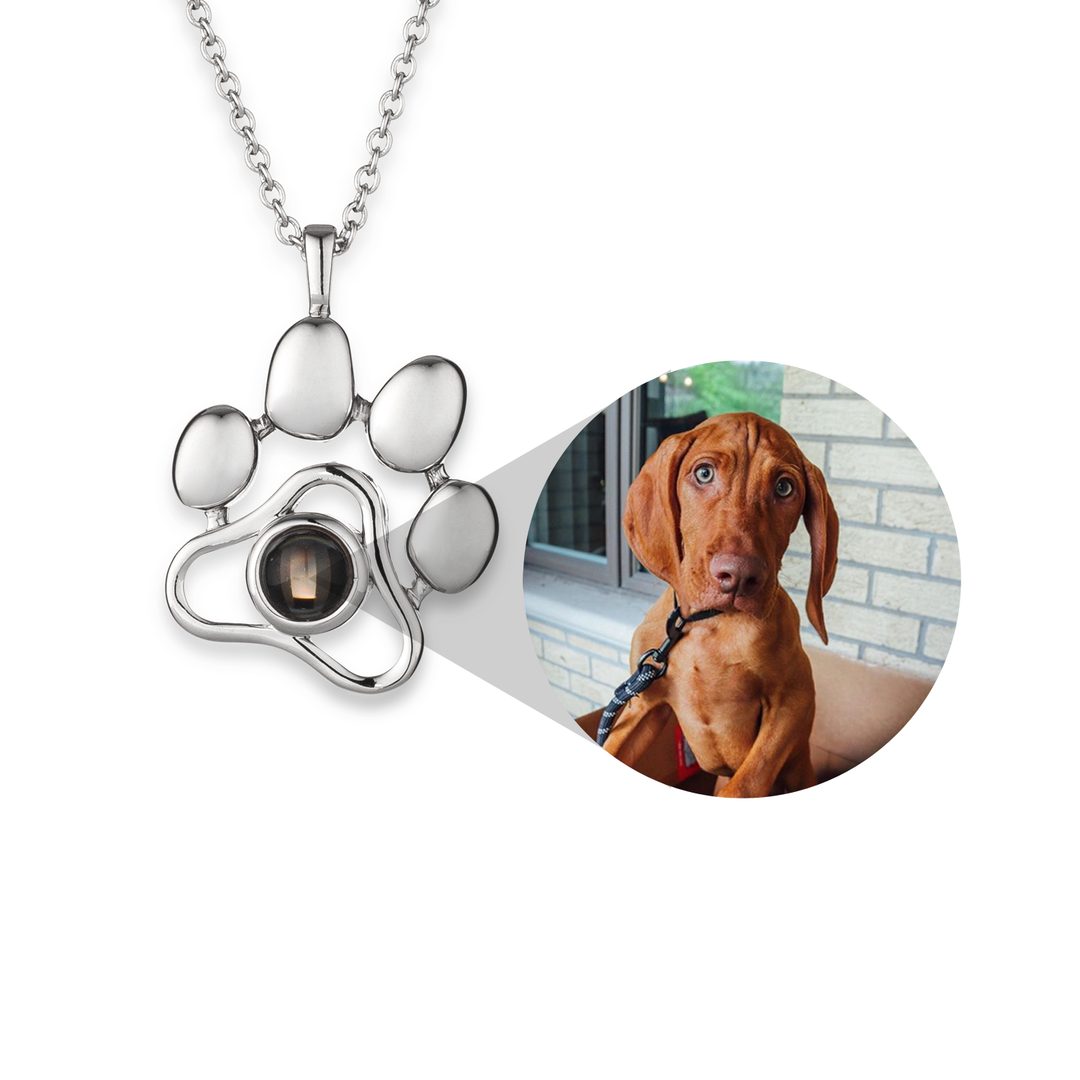 thumbnail image 2 of Personalized 925 Sterling Silver Photo Projection Necklace - Custom Paw Print Pendant For Pet Lovers 2 of 9