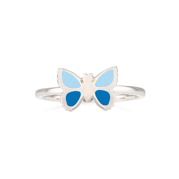Silvery Blue Butterfly Ring