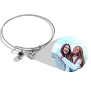 Personalized Photo Bangle With Sister Charm