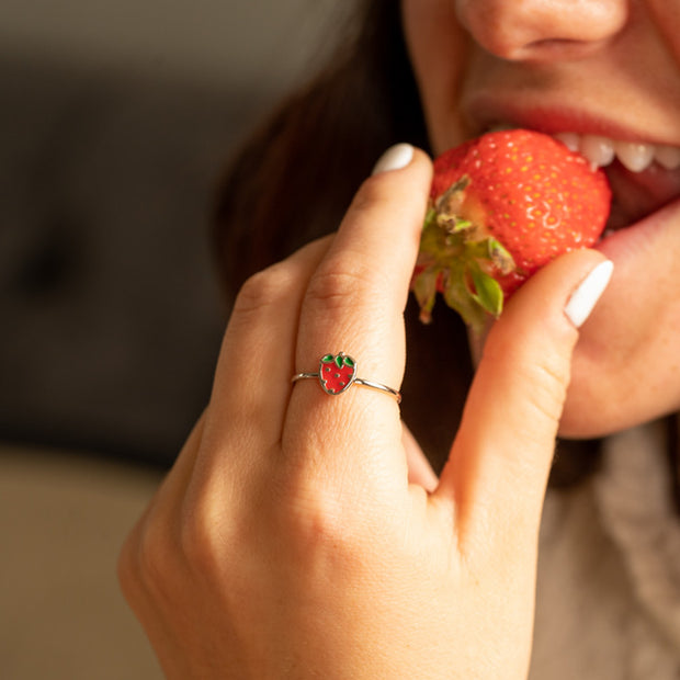 Enamel Strawberry Ring